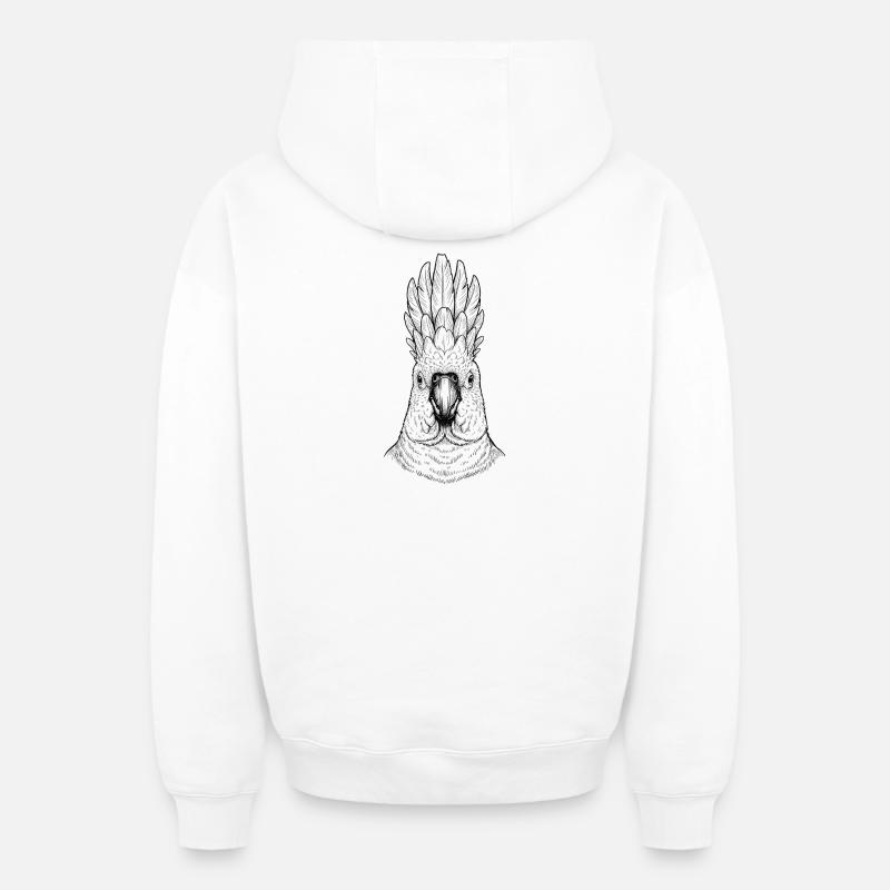 Cacatoès - Sweat à capuche unisexe zippé oversize épais SPREAD - blanc