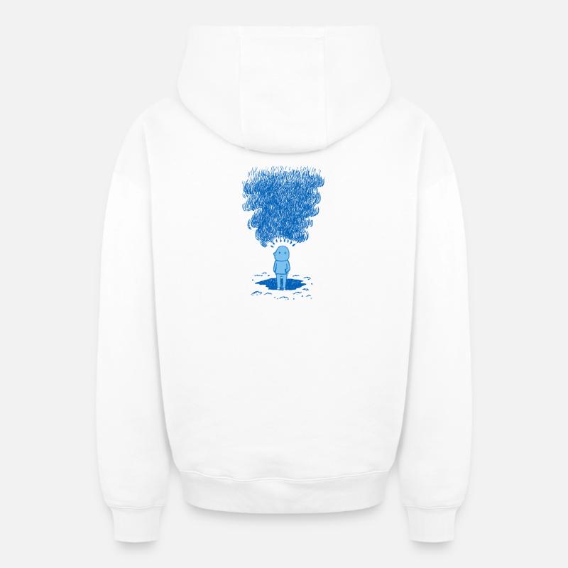 Voile bleu des pensées - Sweat à capuche unisexe zippé oversize épais SPREAD - blanc
