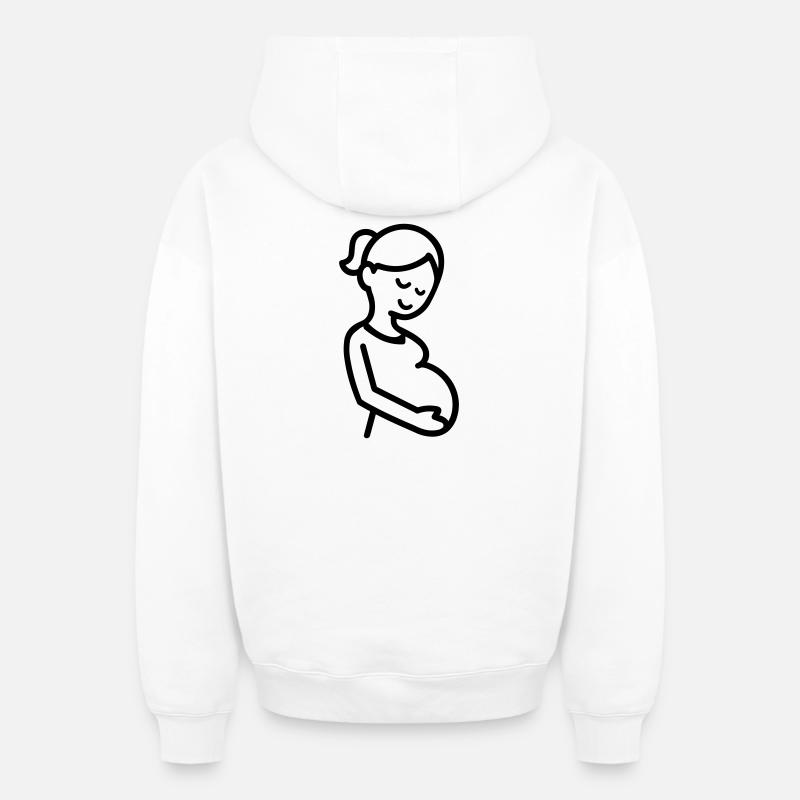 femme enceinte - Sweat à capuche unisexe zippé oversize épais SPREAD - blanc