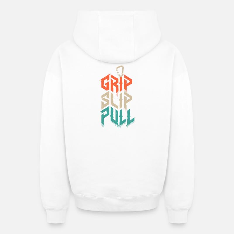 Grip Slip Pull Climbing Grunge - Sweat à capuche unisexe zippé oversize épais SPREAD - blanc