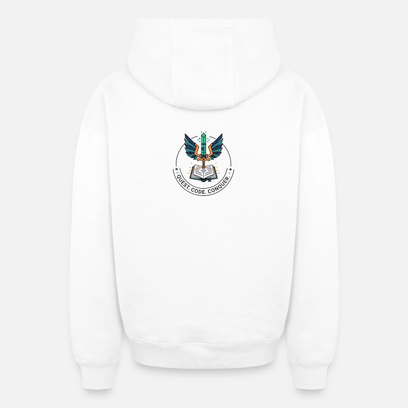 Quest. Code. Conquérir l’emblème - Sweat à capuche unisexe zippé oversize épais SPREAD - blanc