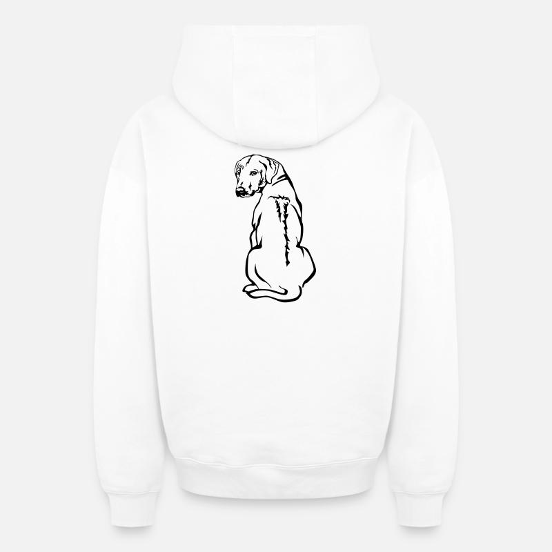Rhodesian Ridgeback - Sweat à capuche unisexe zippé oversize épais SPREAD - blanc