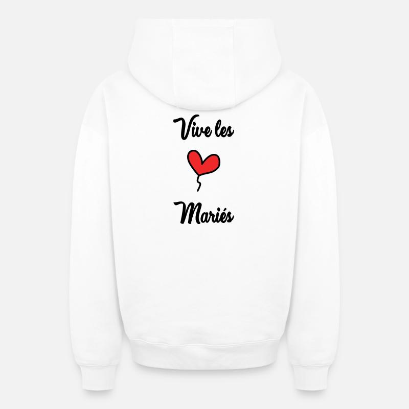 VIVE LES MARIES - Sweat à capuche unisexe zippé oversize épais SPREAD - blanc