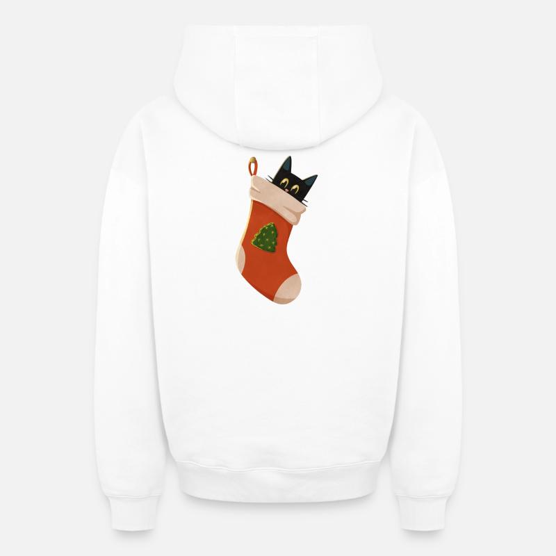 Chat en bottes - Sweat à capuche unisexe zippé oversize épais SPREAD - blanc