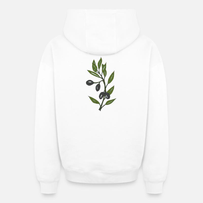 Rameau d’olivier - Sweat à capuche unisexe zippé oversize épais SPREAD - blanc