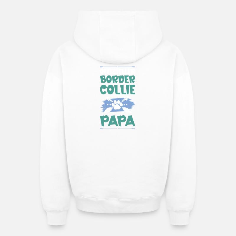 Border Collie chiens papa - Sweat à capuche unisexe zippé oversize épais SPREAD - blanc
