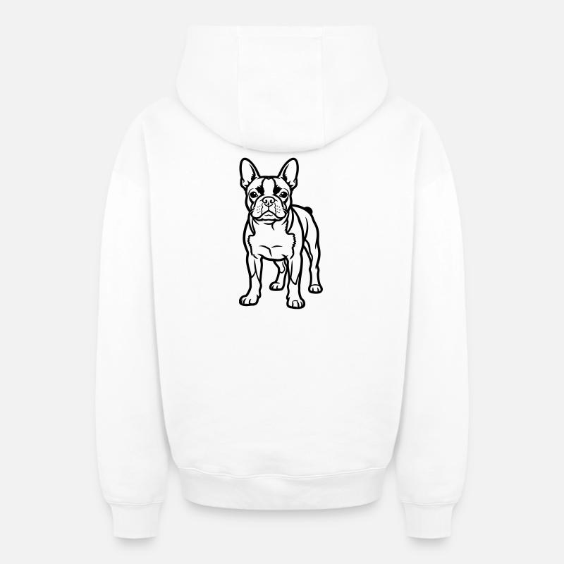 Boston Terrier - Sweat à capuche unisexe zippé oversize épais SPREAD - blanc