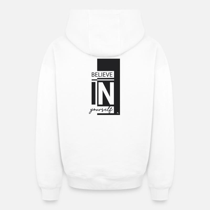 Croyez en vous - Sweat à capuche unisexe zippé oversize épais SPREAD - blanc