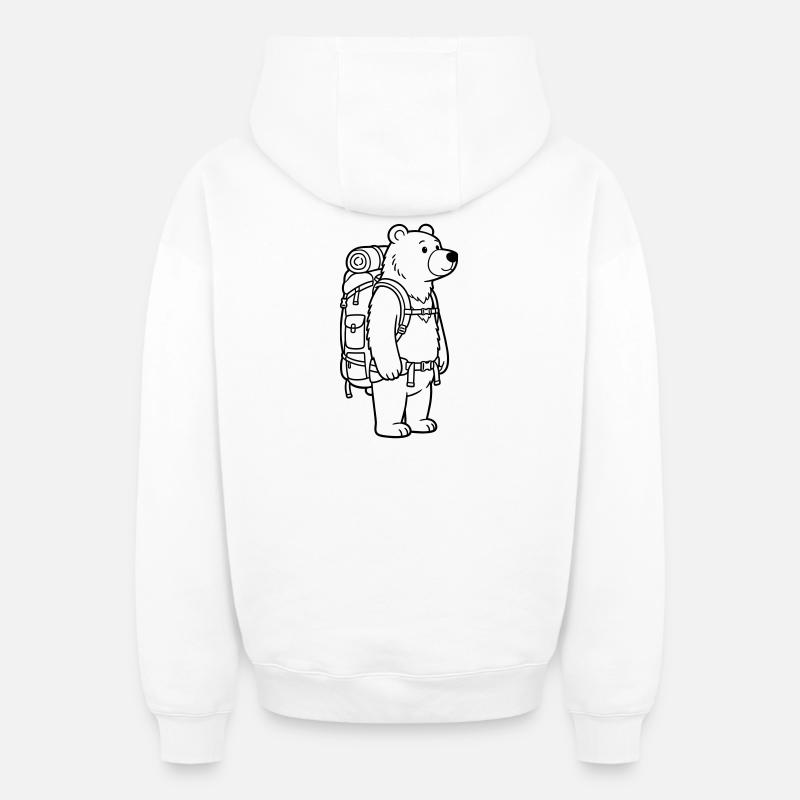 Ours de randonnée - Sweat à capuche unisexe zippé oversize épais SPREAD - blanc