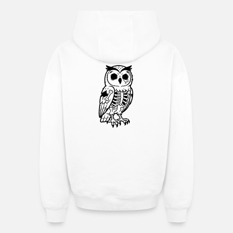 Chouette Zombie - Sweat à capuche unisexe zippé oversize épais SPREAD - blanc