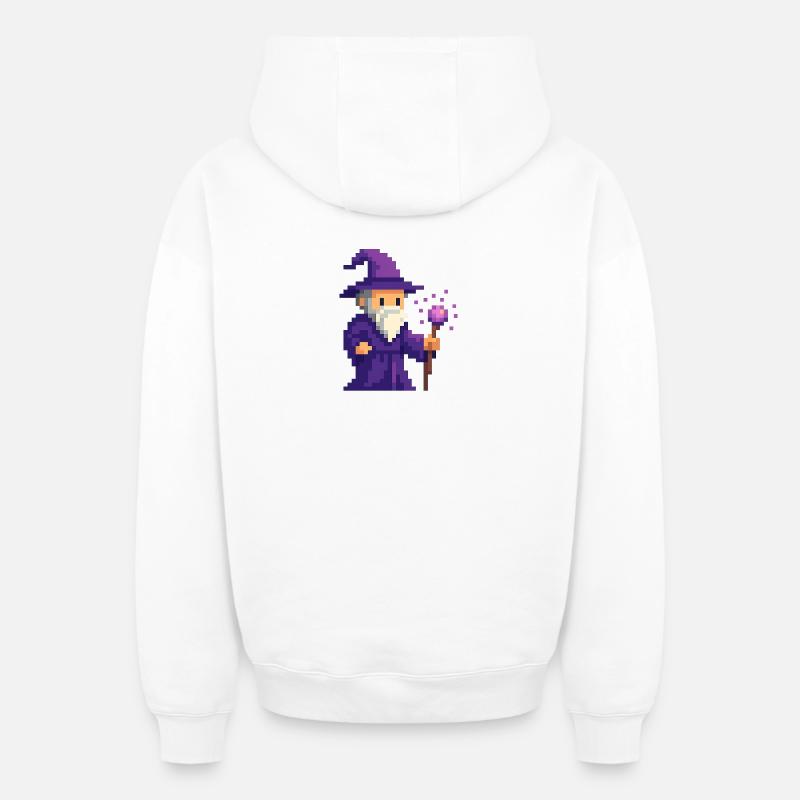 Pixel wizard dans le scintillement violet - Sweat à capuche unisexe zippé oversize épais SPREAD - blanc