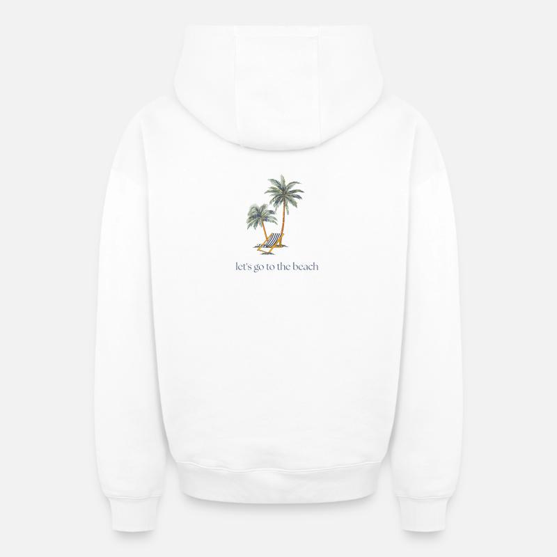 Allons à la plage - Sweat à capuche unisexe zippé oversize épais SPREAD - blanc