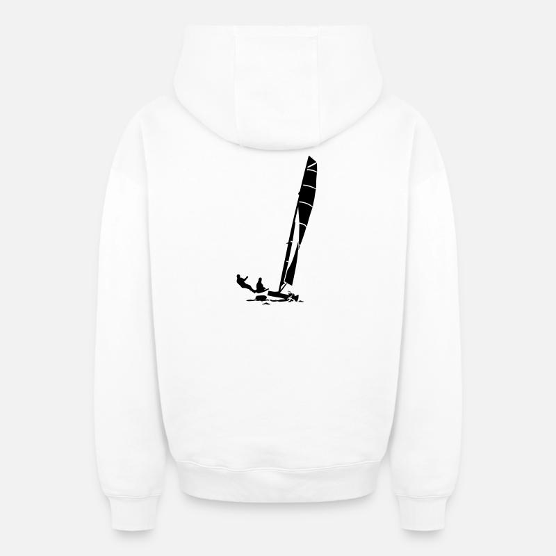 katamaran - Sweat à capuche unisexe zippé oversize épais SPREAD - blanc