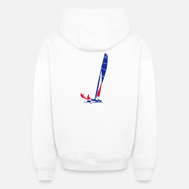 katamaran_1 - Sweat à capuche unisexe zippé oversize épais SPREAD - blanc