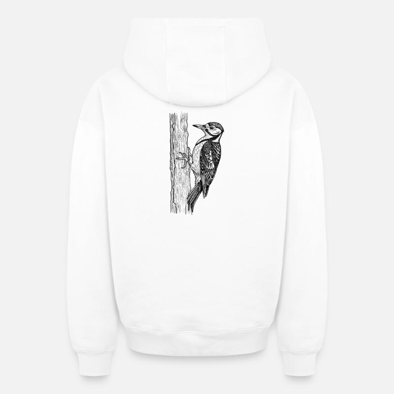 Oiseau pic - Sweat à capuche unisexe zippé oversize épais SPREAD - blanc