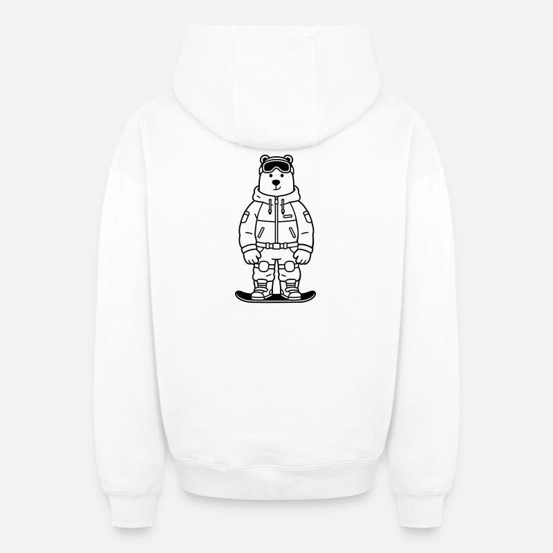 Bear Snowboarder - Sweat à capuche unisexe zippé oversize épais SPREAD - blanc
