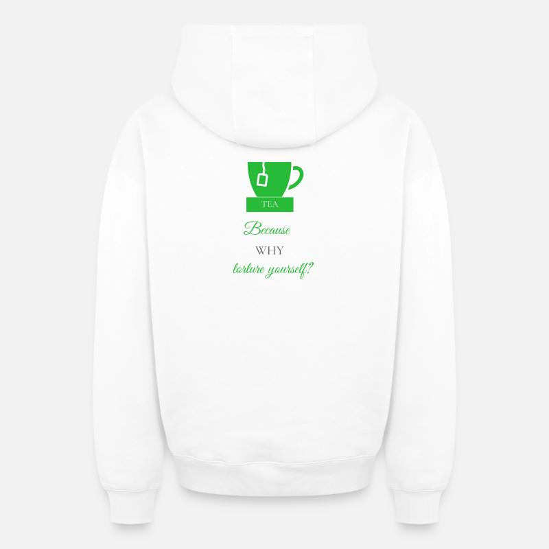 TEA-RIFFIC (Vert + Gris) - Sweat à capuche unisexe zippé oversize épais SPREAD - blanc