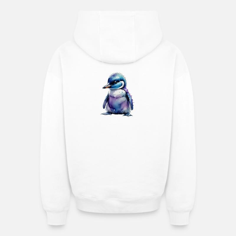Poussins manchots manchots - Sweat à capuche unisexe zippé oversize épais SPREAD - blanc