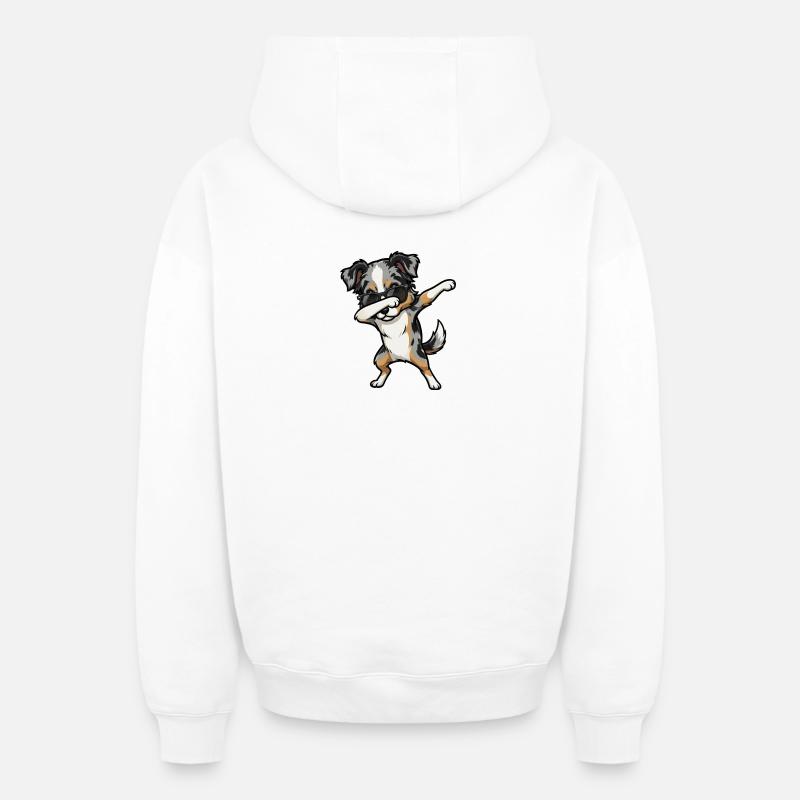 Tamponnage du Berger Australien - Sweat à capuche unisexe zippé oversize épais SPREAD - blanc