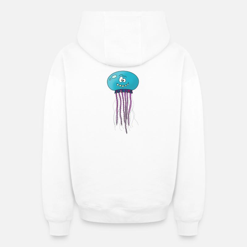 SourireMéduse - Sweat à capuche unisexe zippé oversize épais SPREAD - blanc
