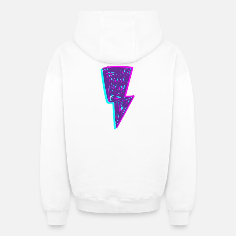 Rayon néon psychédélique - Sweat à capuche unisexe zippé oversize épais SPREAD - blanc