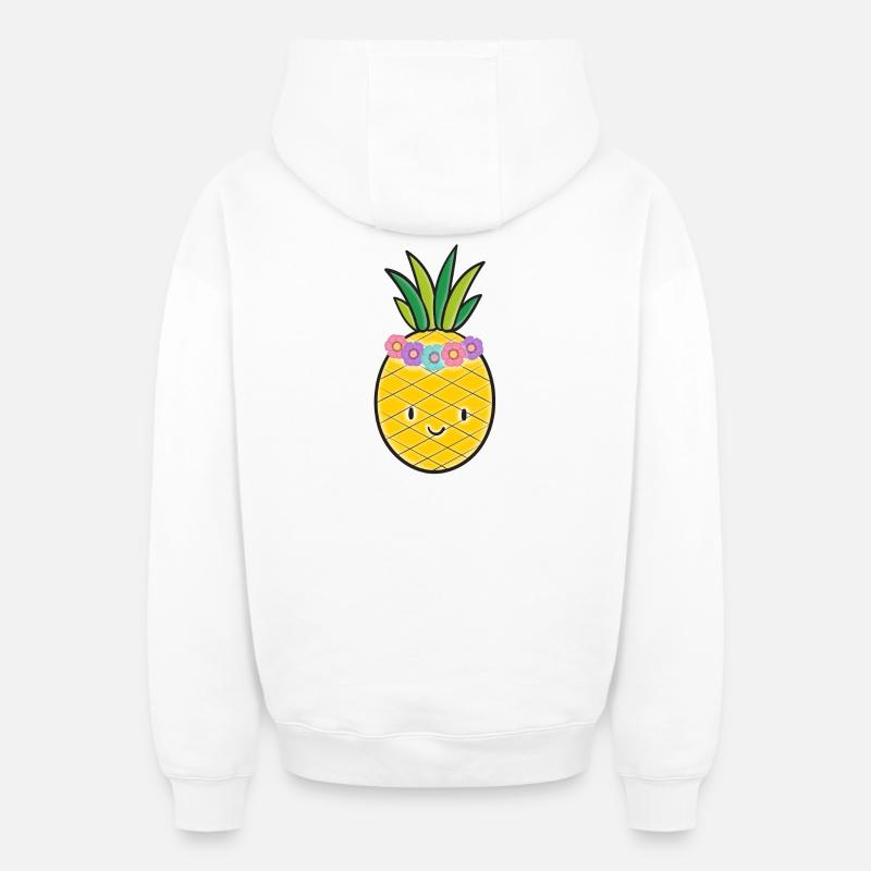 Ananas - Sweat à capuche unisexe zippé oversize épais SPREAD - blanc