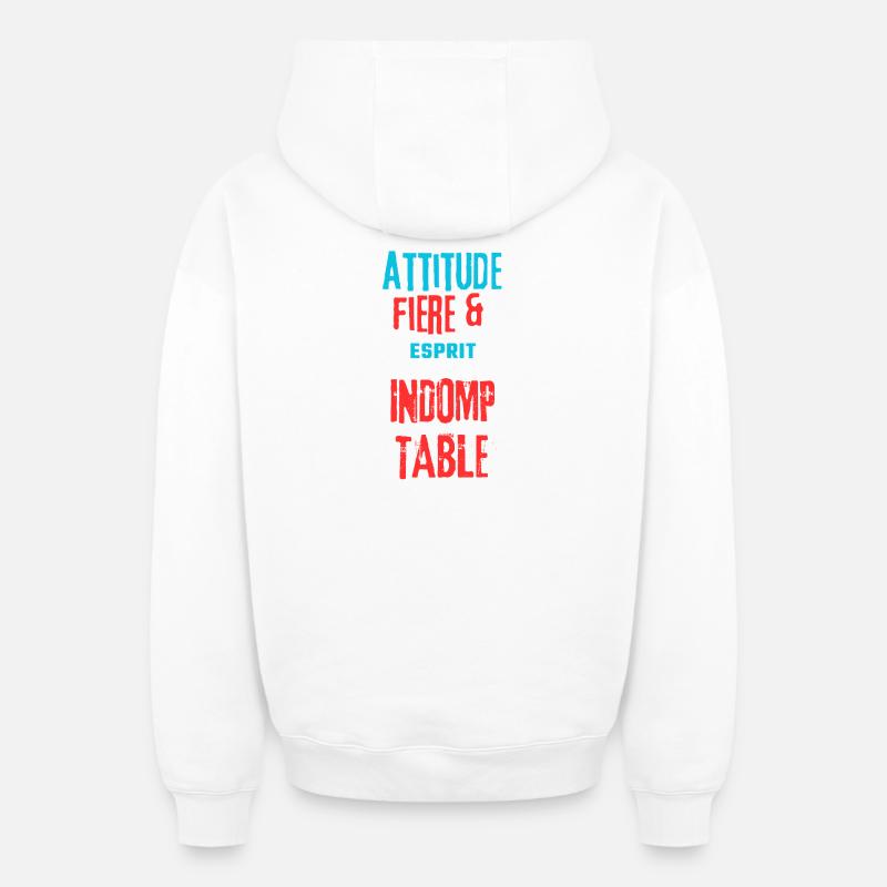 Fière et indomptable - Sweat à capuche unisexe zippé oversize épais SPREAD - blanc
