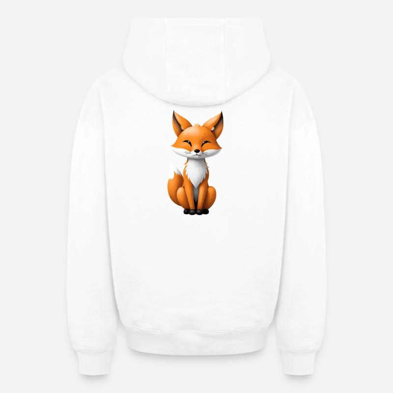 Illustration de renard mignon - Sweat à capuche unisexe zippé oversize épais SPREAD - blanc