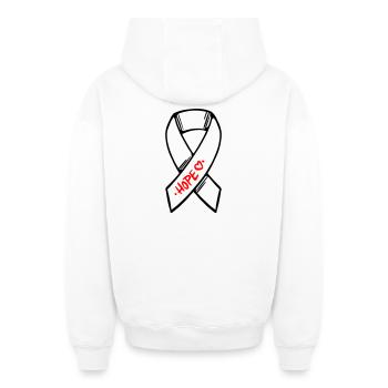 Loop Cancer Hope - Oversized Heavyweight Unisex Zip Hoodie - white - Back - AI Model Male 178 light (178cm)
