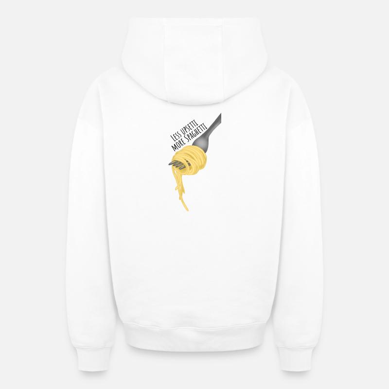 Moins d'upsetti, plus de spaghettis - Sweat à capuche unisexe zippé oversize épais SPREAD - blanc