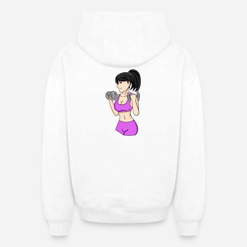 Filles avec haltères - Sweat à capuche unisexe zippé oversize épais SPREAD - blanc