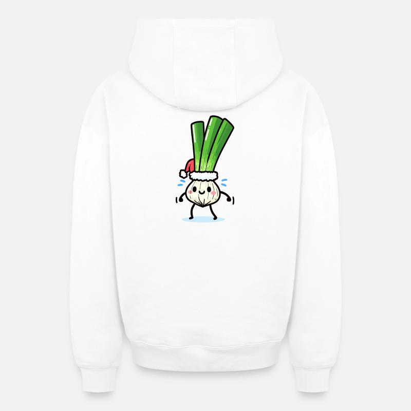 Saint-Nicolas mignon oignon de printemps - Sweat à capuche unisexe zippé oversize épais SPREAD - blanc