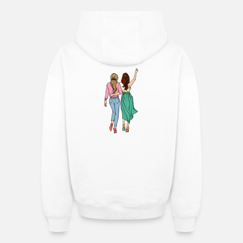 Meilleures amies - Sweat à capuche unisexe zippé oversize épais SPREAD - blanc