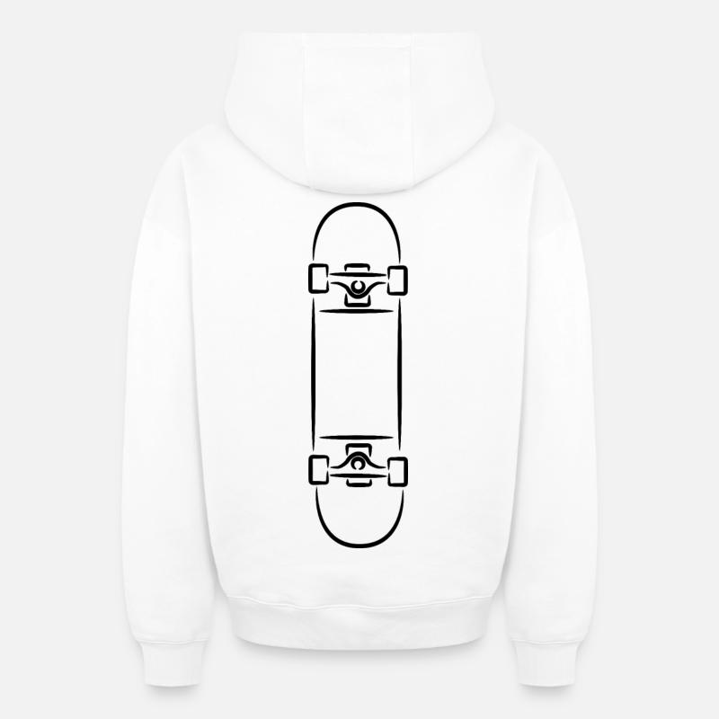 Skateboard - Sweat à capuche unisexe zippé oversize épais SPREAD - blanc