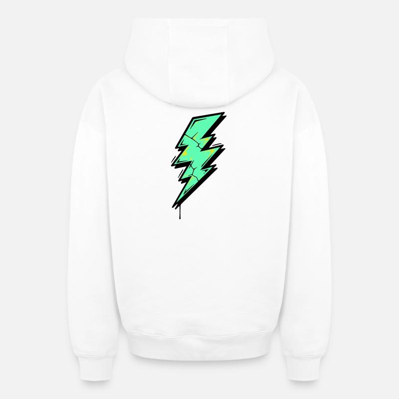 Style Éclair Éclair Abstrait - Sweat à capuche unisexe zippé oversize épais SPREAD - blanc