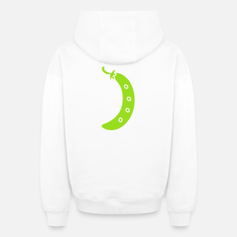 haricot vert - Sweat à capuche unisexe zippé oversize épais SPREAD - blanc