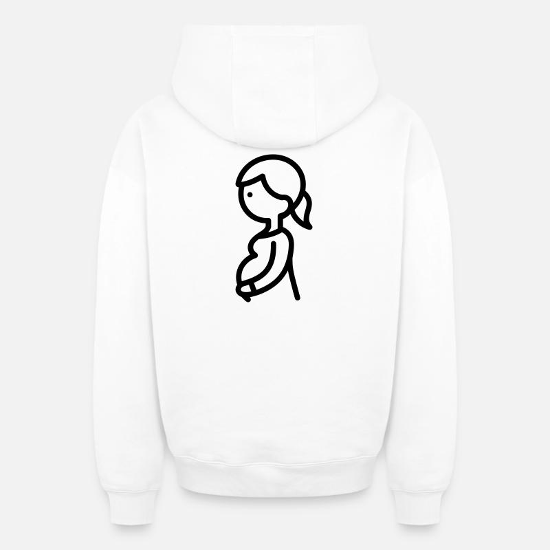 femme enceinte - Sweat à capuche unisexe zippé oversize épais SPREAD - blanc