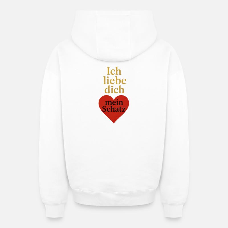Je t’aime - Sweat à capuche unisexe zippé oversize épais SPREAD - blanc