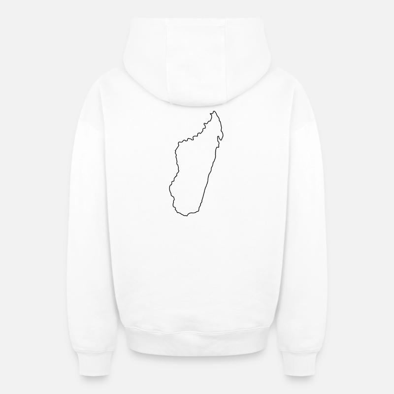 Carte du contour de Madagascar - Sweat à capuche unisexe zippé oversize épais SPREAD - blanc