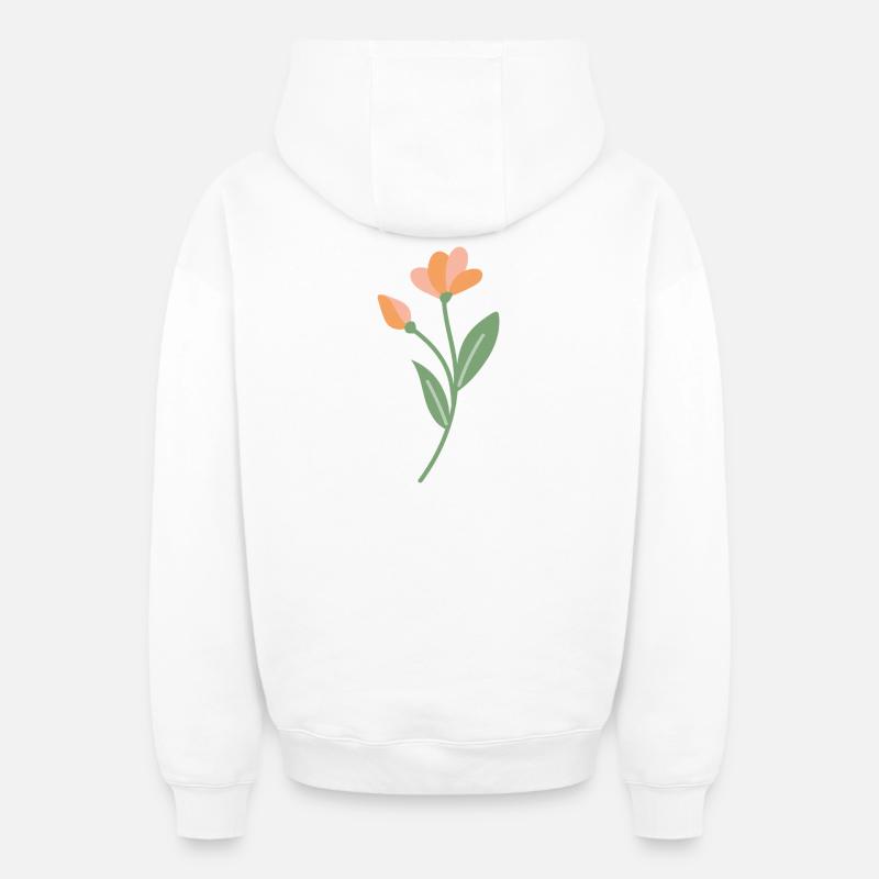 Fleur - Sweat à capuche unisexe zippé oversize épais SPREAD - blanc