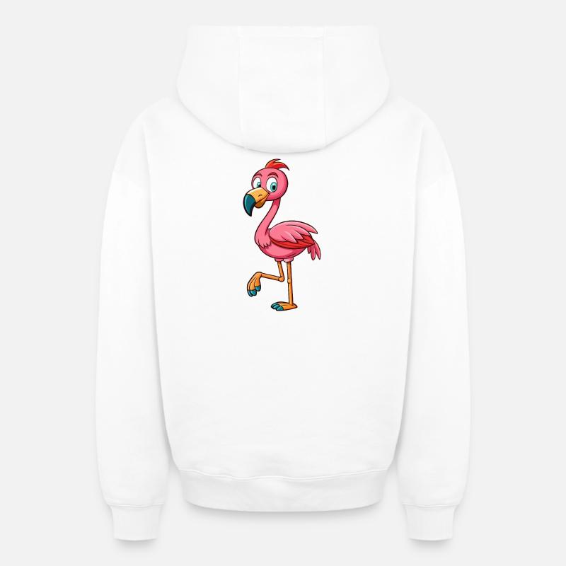 Flamant - Sweat à capuche unisexe zippé oversize épais SPREAD - blanc