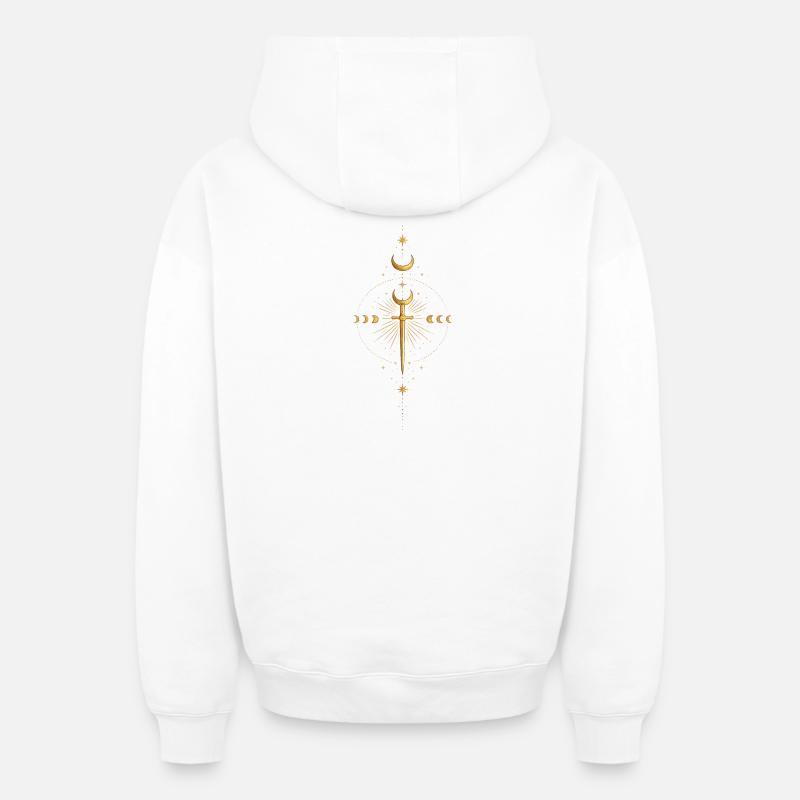 Épée Étoile d’Or - Sweat à capuche unisexe zippé oversize épais SPREAD - blanc
