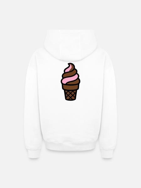 Softeis Eiswaffel Logo - Oversized Heavyweight Unisex Zip Hoodie - white