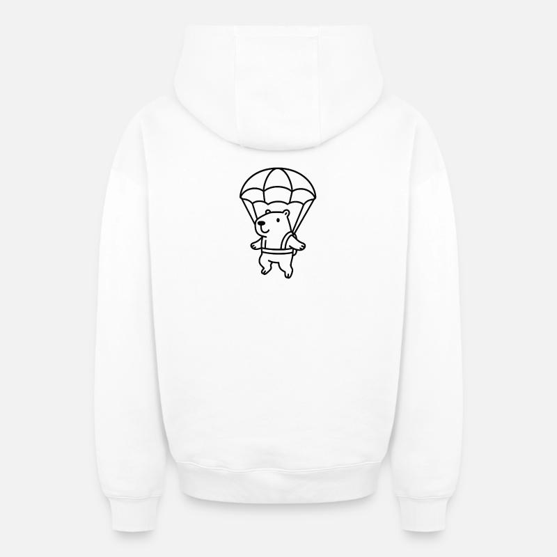 Capybara avec parachute - Sweat à capuche unisexe zippé oversize épais SPREAD - blanc