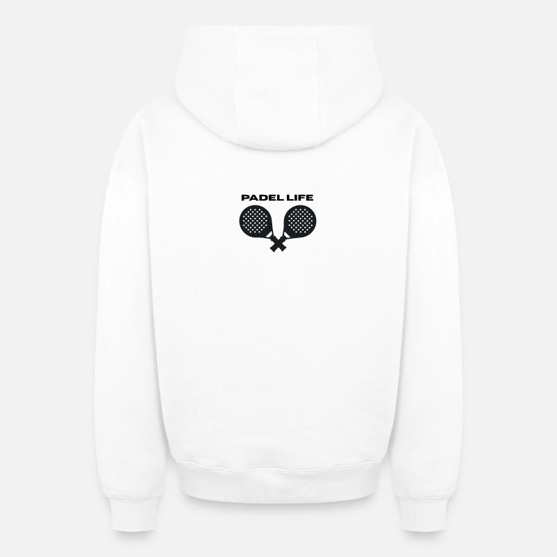 Vie de padel - Sweat à capuche unisexe zippé oversize épais SPREAD - blanc