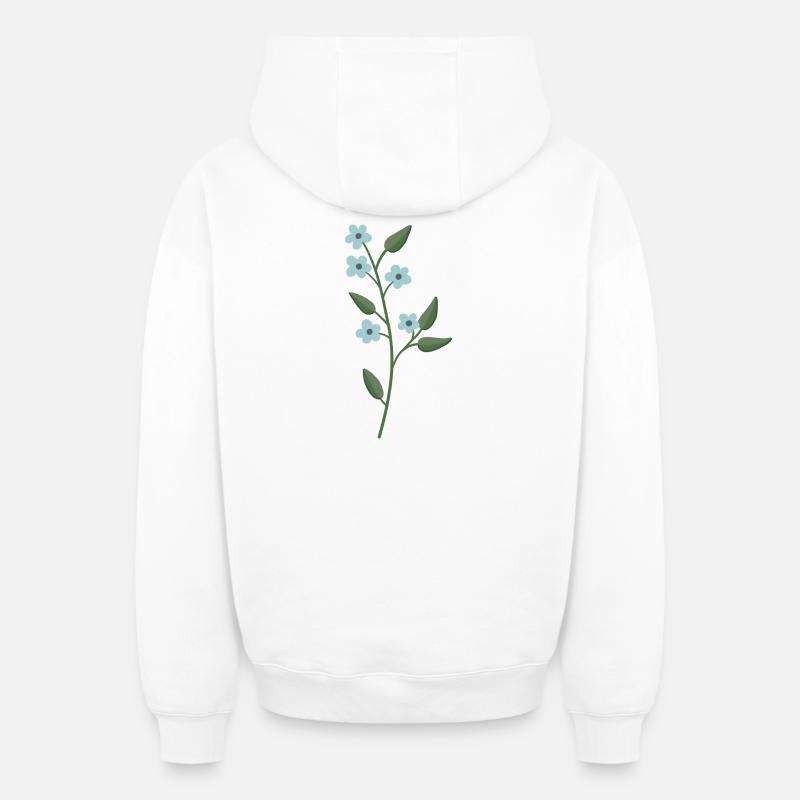 Fleur bleu clair - Sweat à capuche unisexe zippé oversize épais SPREAD - blanc