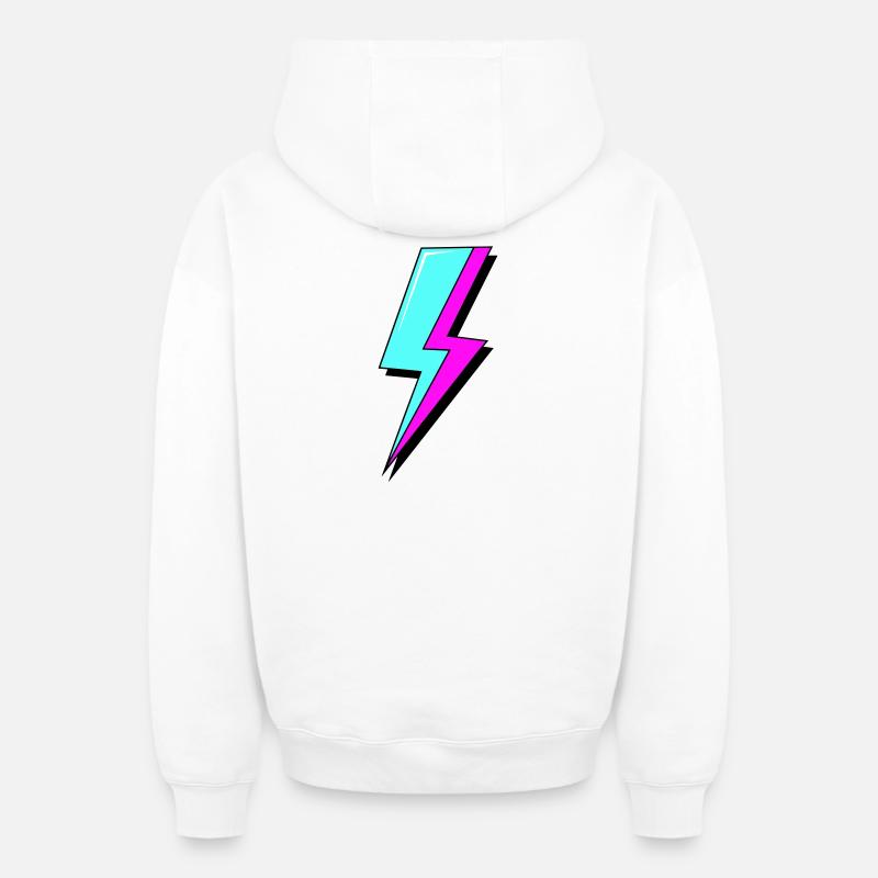 Éclair au néon psychédélique - Sweat à capuche unisexe zippé oversize épais SPREAD - blanc