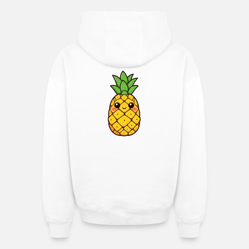 Ananas - Sweat à capuche unisexe zippé oversize épais SPREAD - blanc