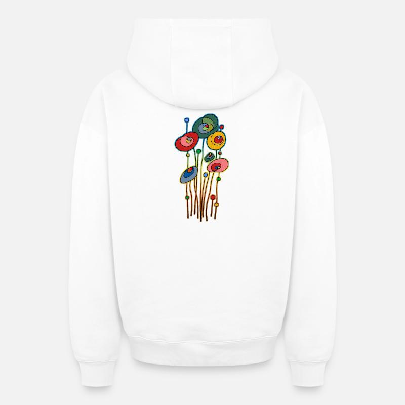 Fleur - Sweat à capuche unisexe zippé oversize épais SPREAD - blanc