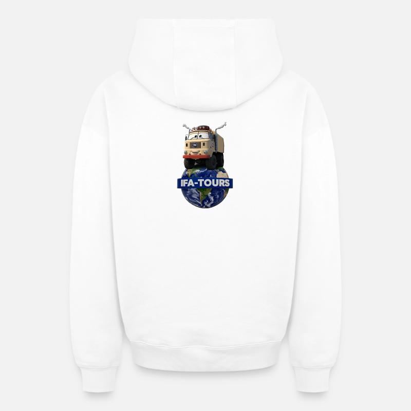 Willi le camion - Sweat à capuche unisexe zippé oversize épais SPREAD - blanc